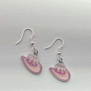 Pink Cowboy Hat Earrings
